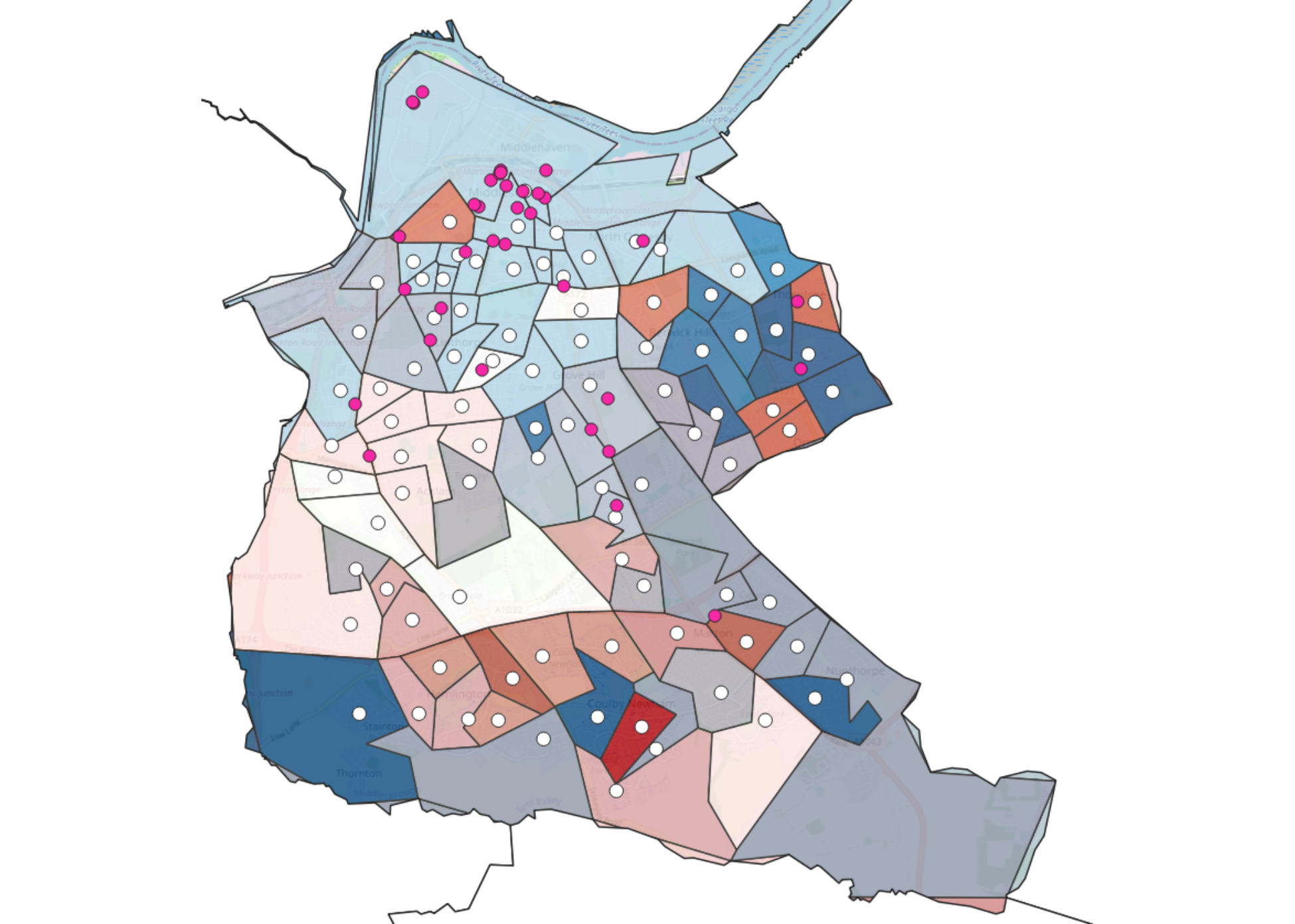 Map of Middlesborough local authority area