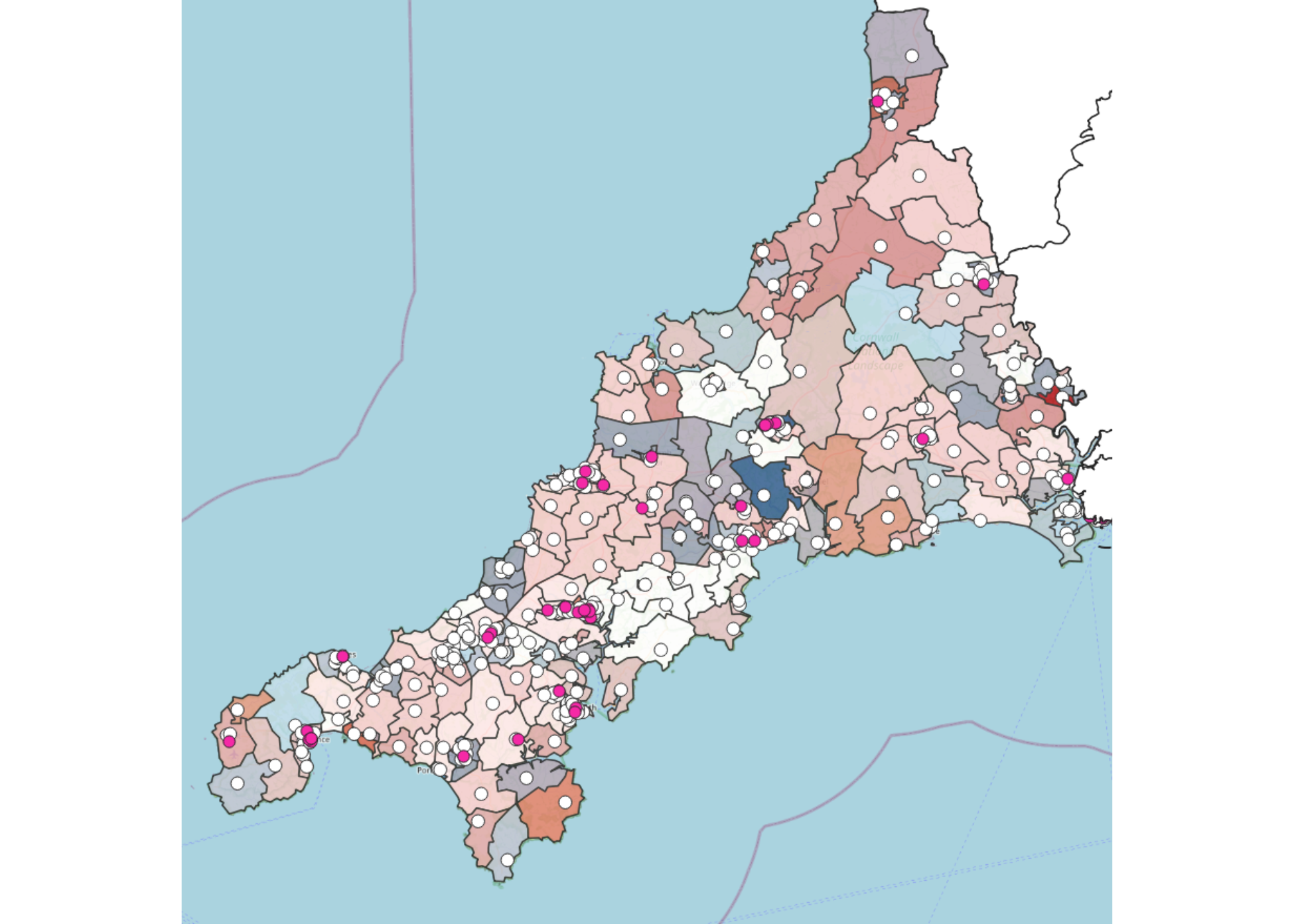 Map of Cornwall local authority area