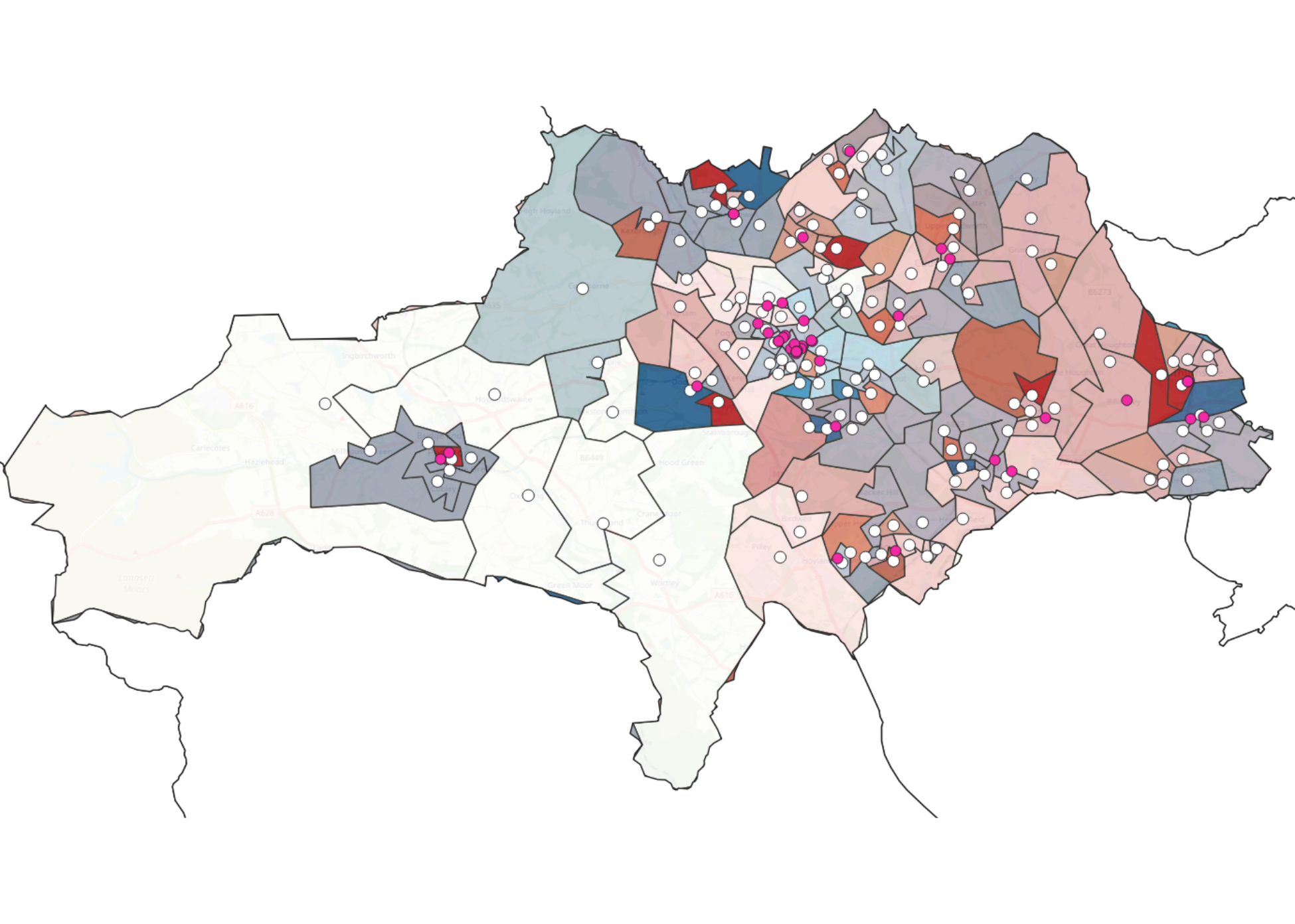 Map of Barnsley local authority area
