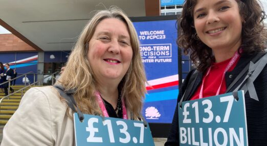 Helen Milner OBE, CEO of Good Things Foundation, and Natasha Bright-Wray, Associate Director of Communications, pictured at the Conservative Party Conference 2023.